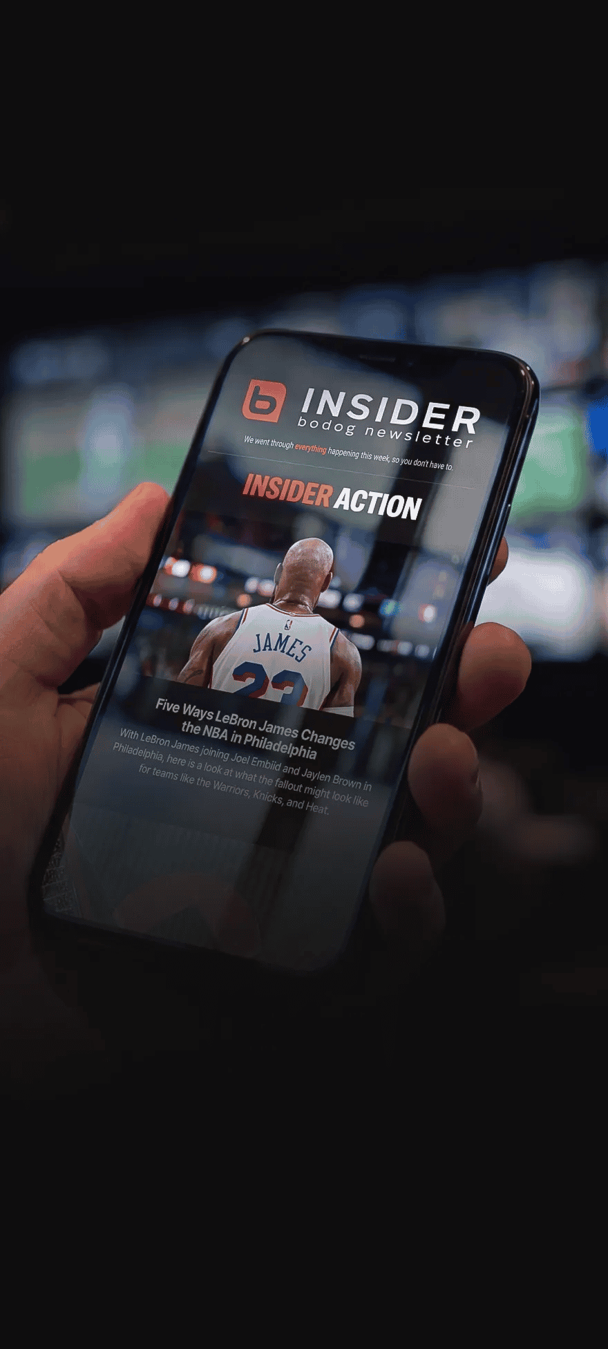 Bodog newsletter in mobile phone