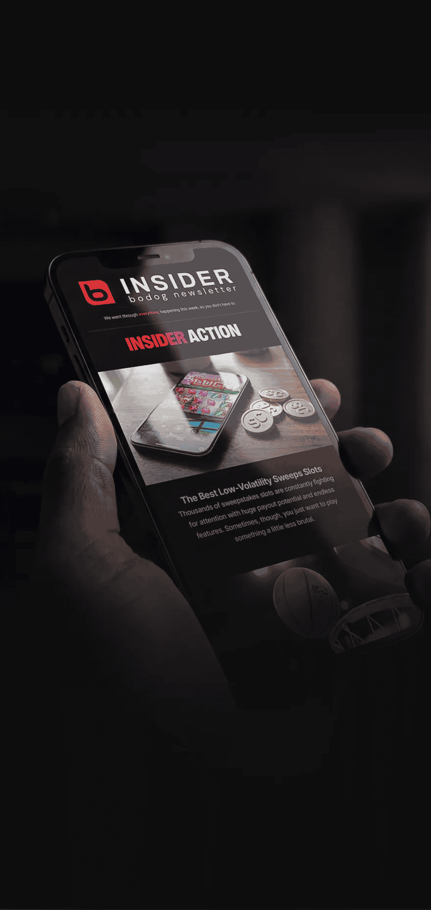 Bodog newsletter in mobile phone