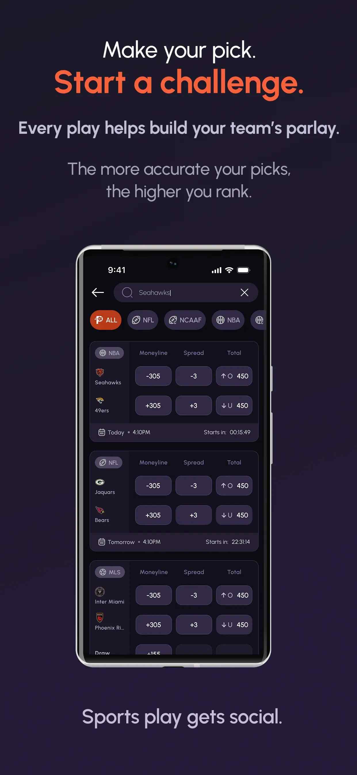 The Parlaymint user interface on a mobile device.