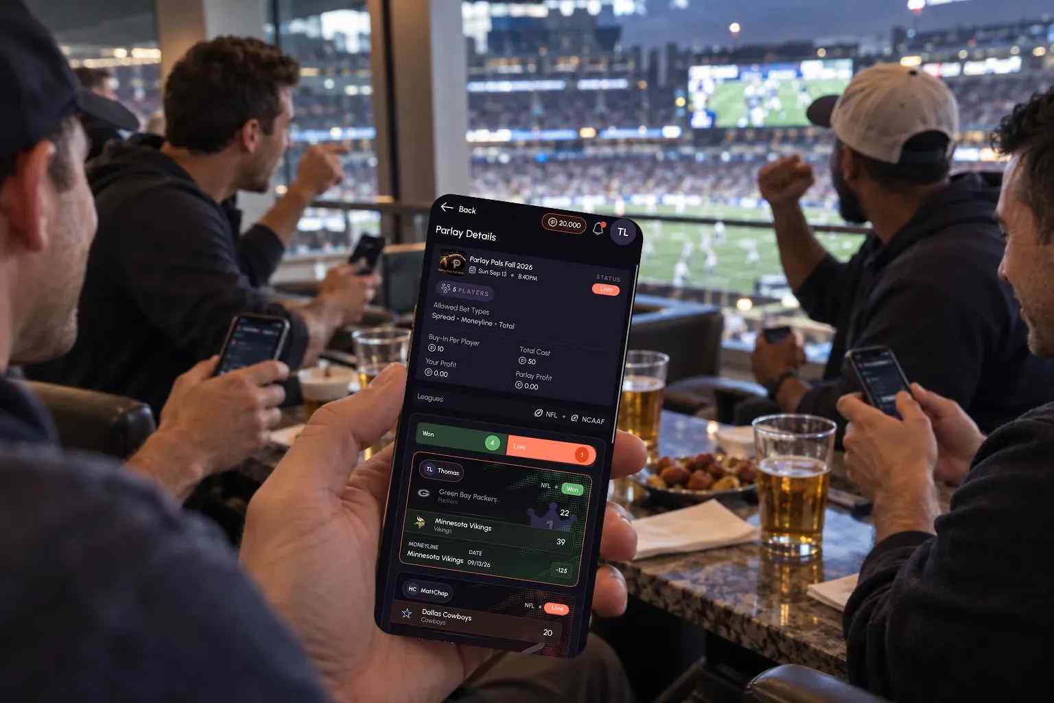Checking Parlaymint bet on the mobile app.