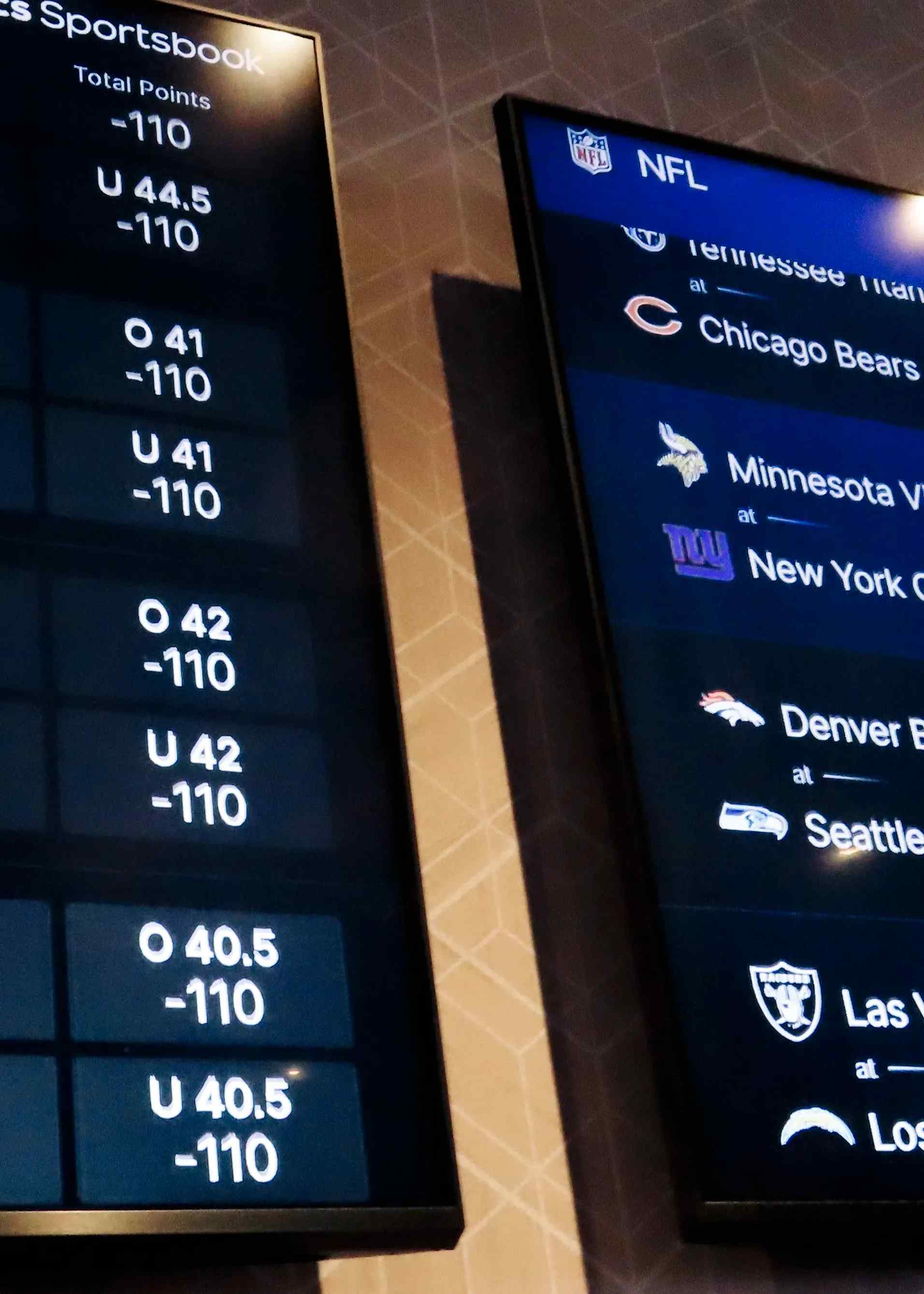 Polymarket odds on a big screen.