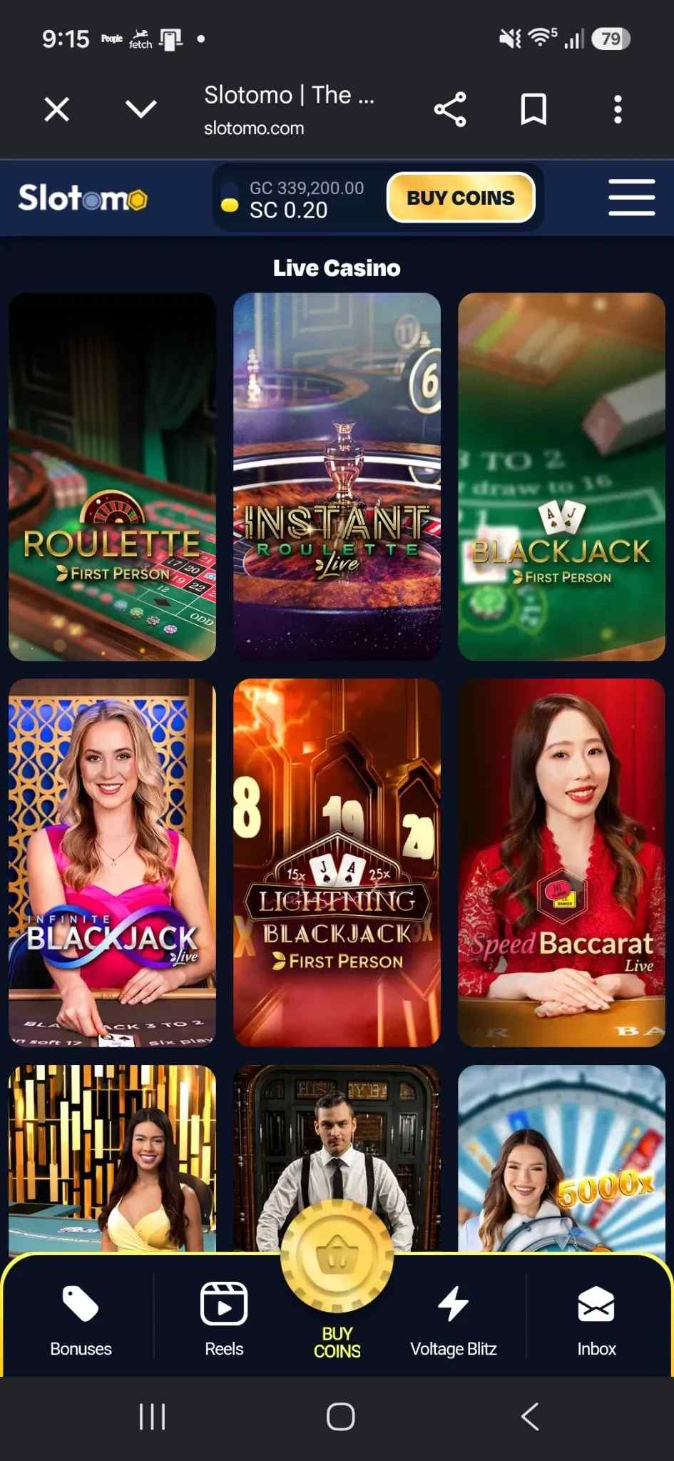 Live dealer