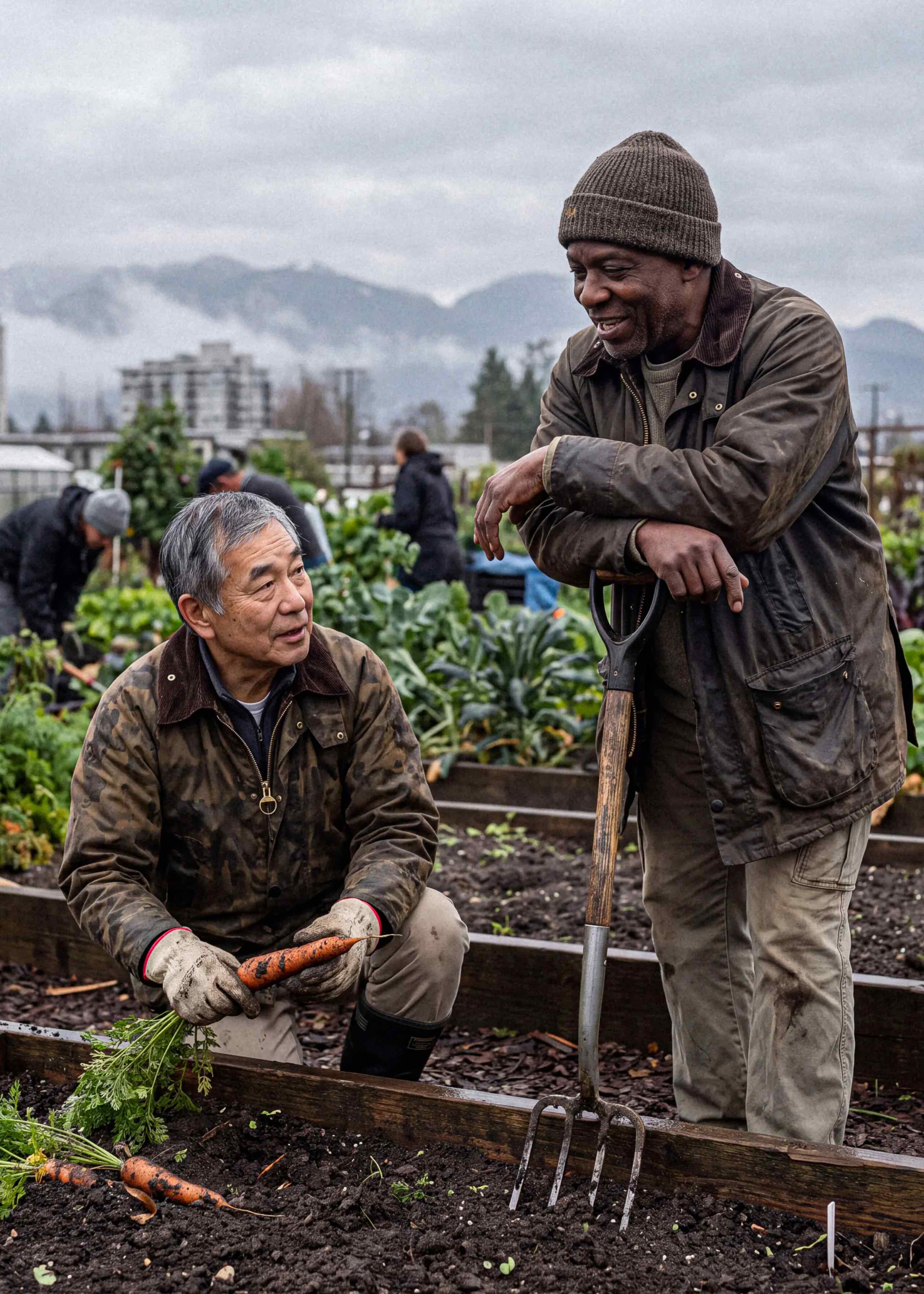Two men gardening