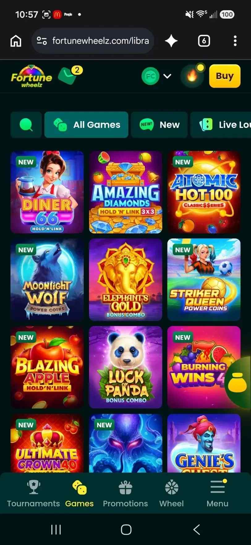 Fortune Wheelz Mobile Experience