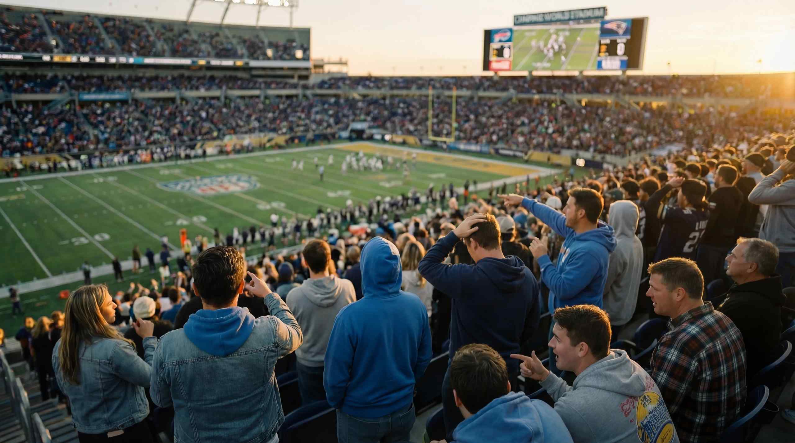 A disappointed crowd at a football game