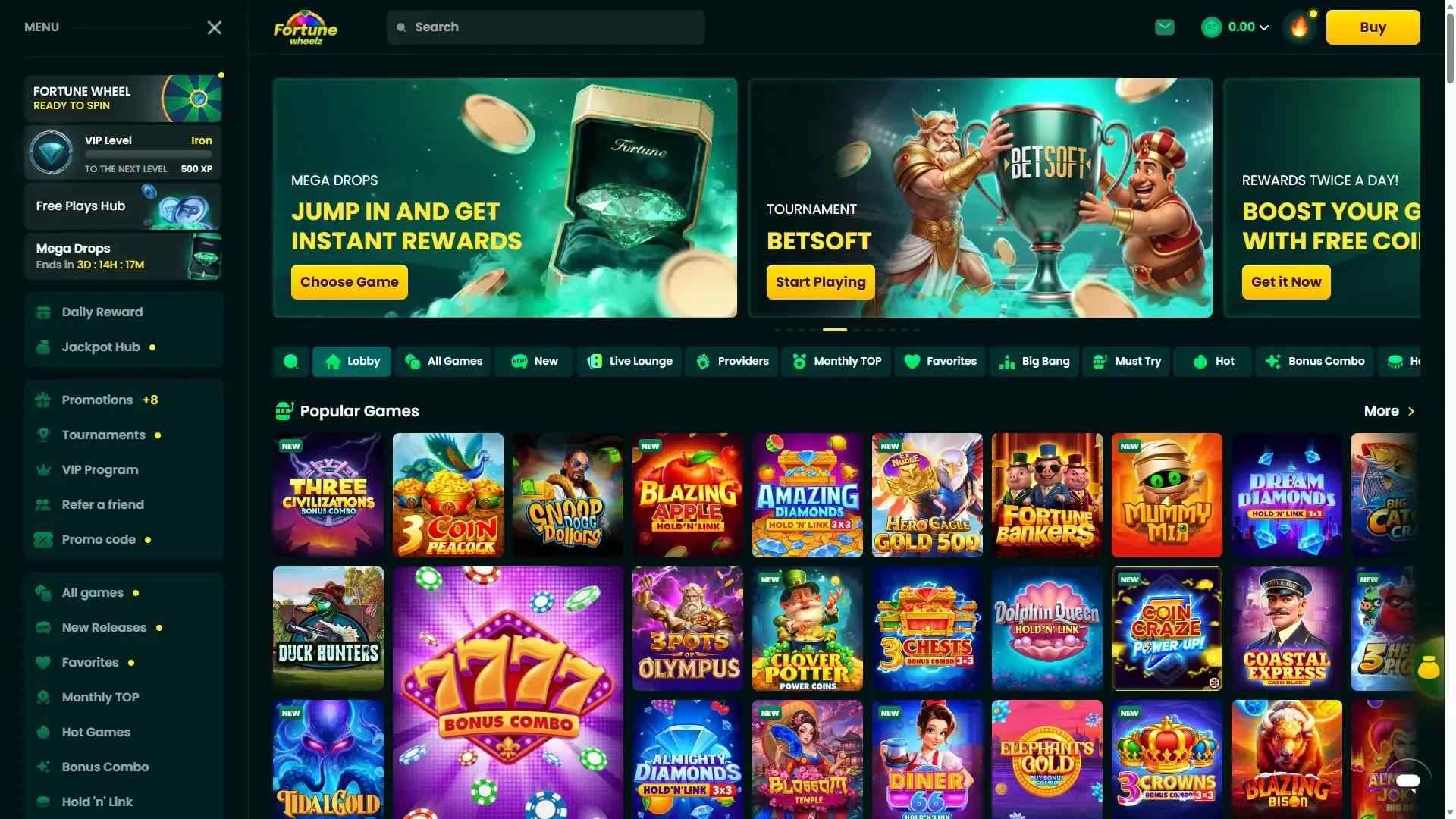 Fortune Wheelz Lobby