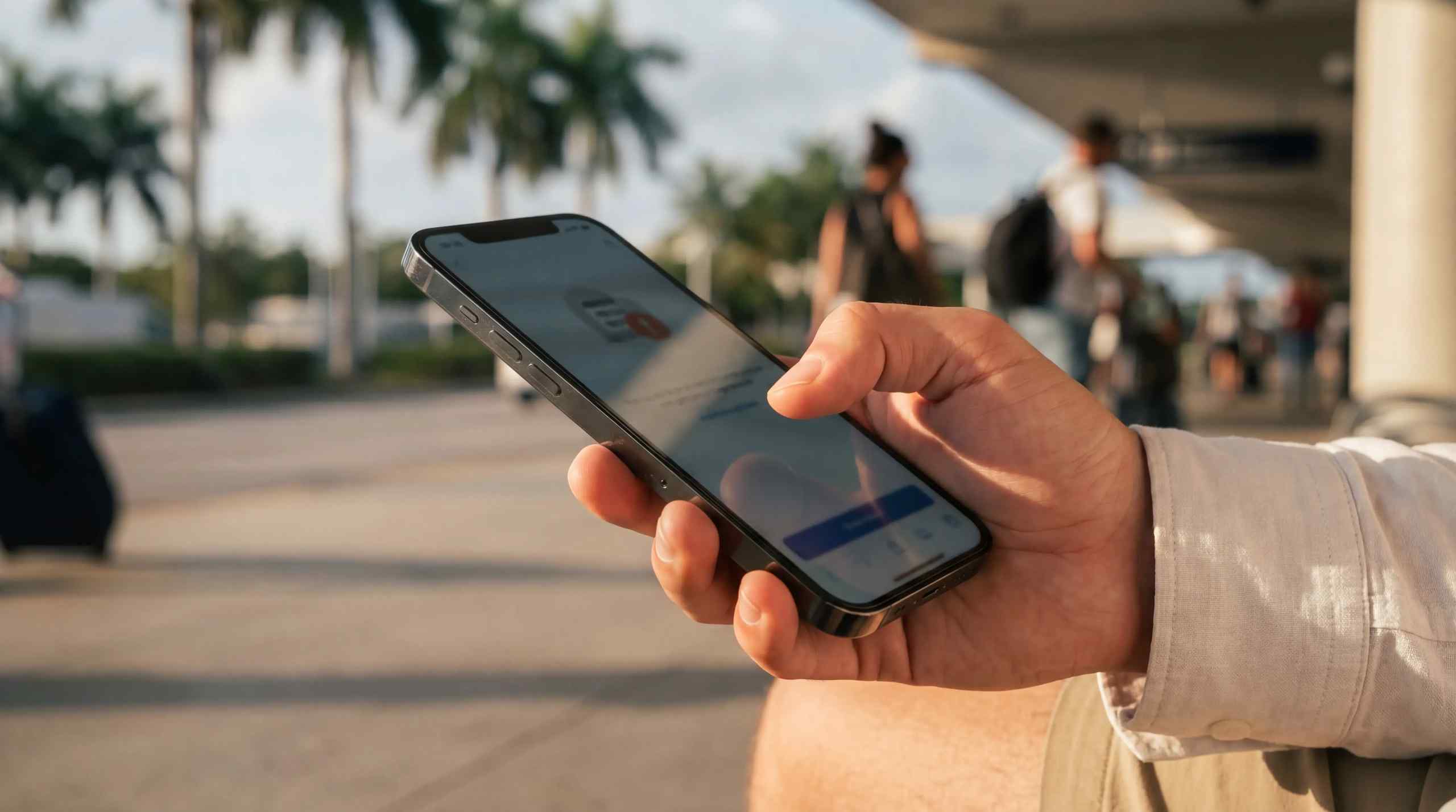 A smart phone at an airport