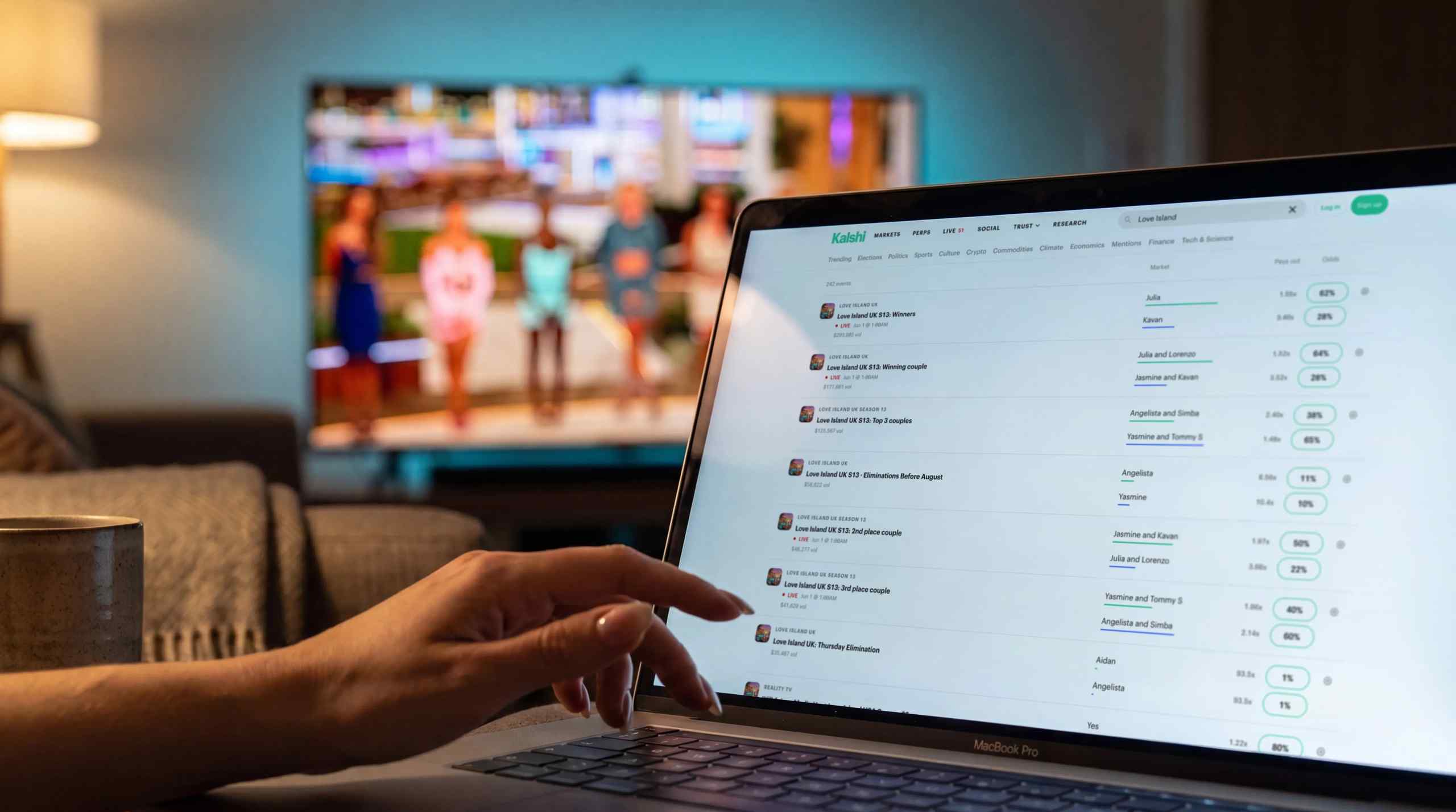 laptop betting on love island