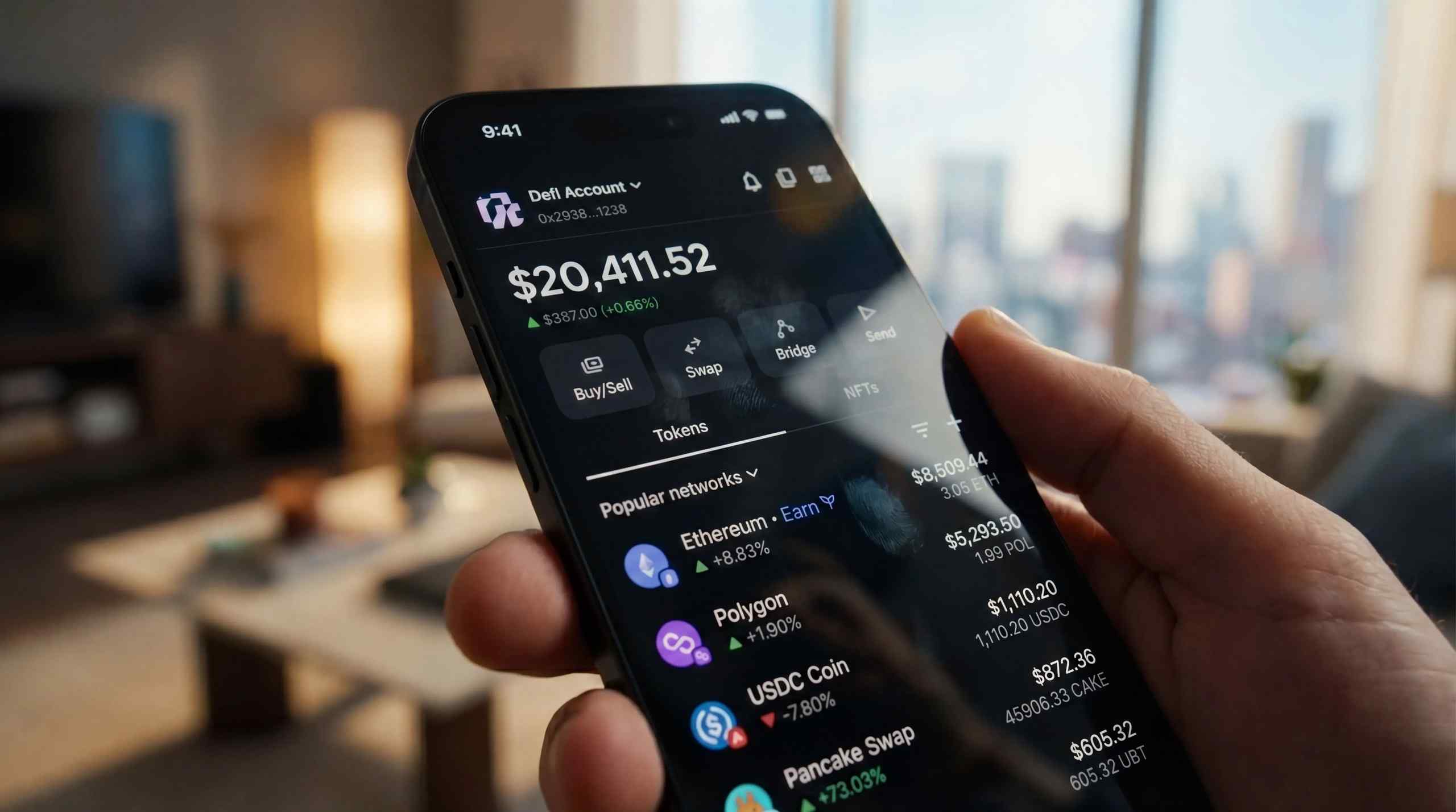 A person checking their crypto exchange on a smartphone.