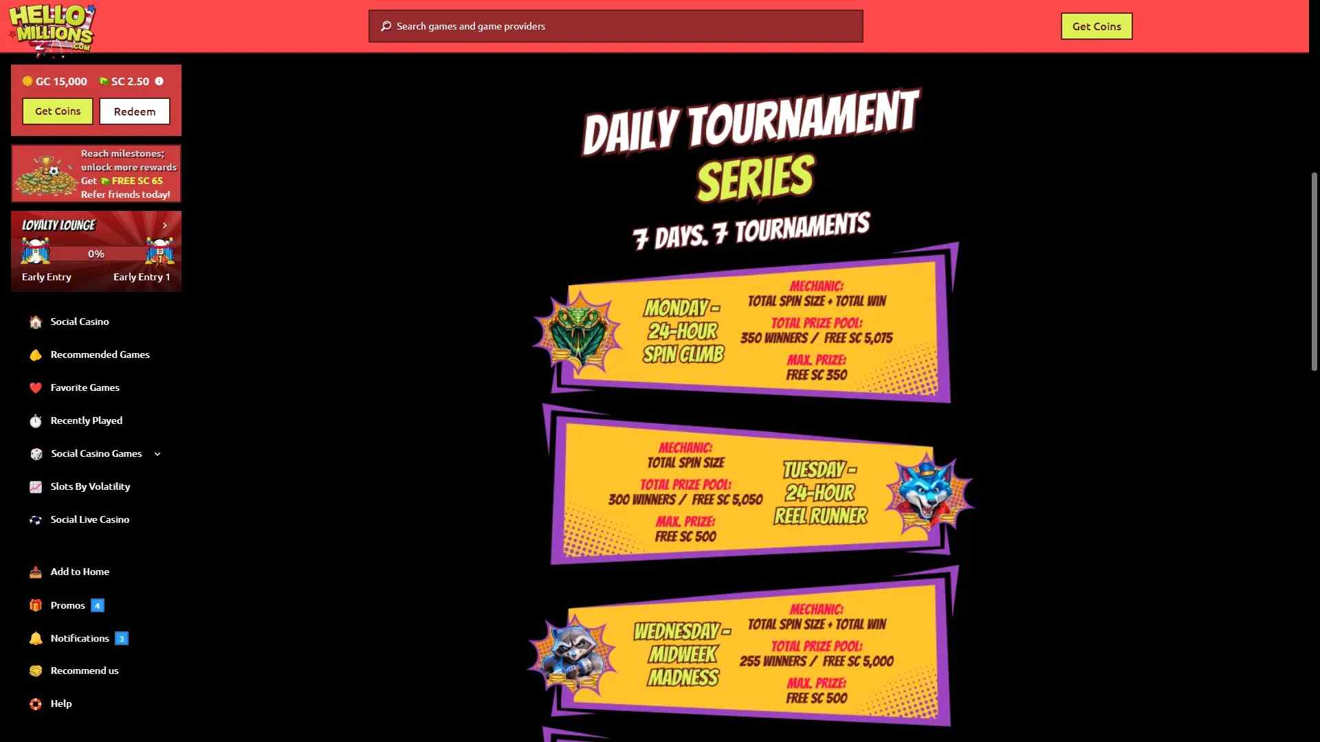 daily Tournament Hello Millions
