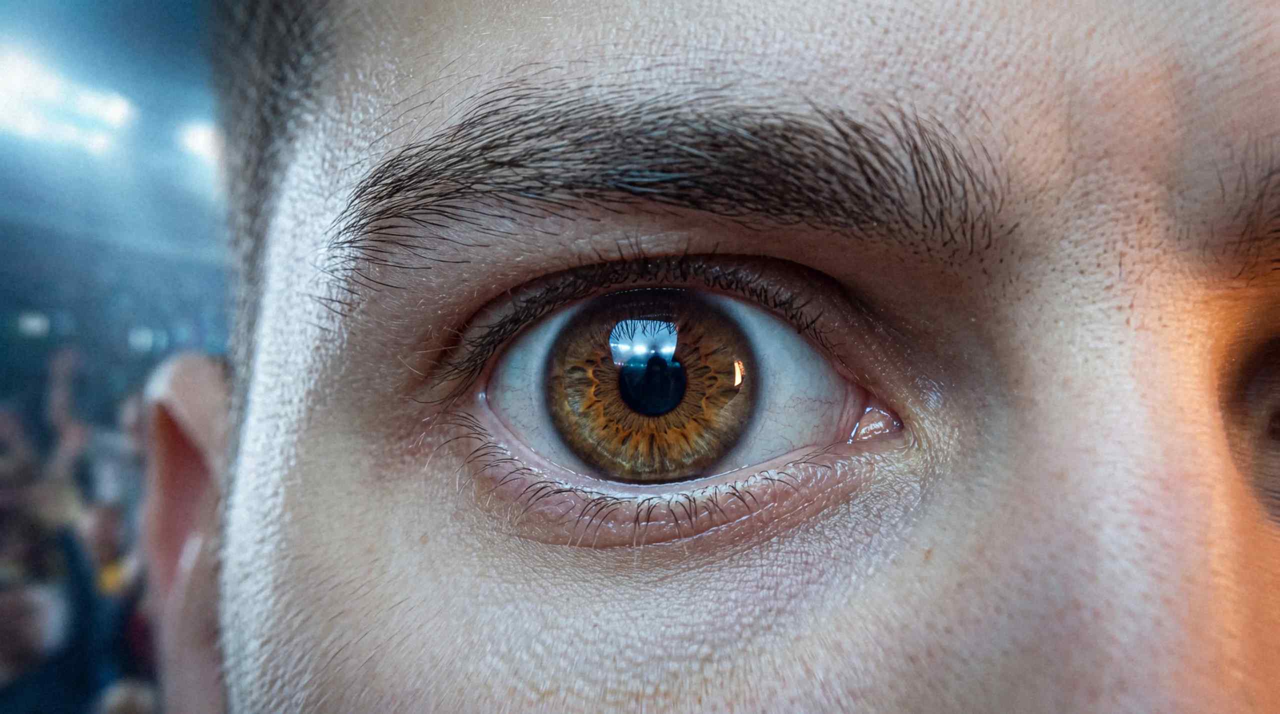 A close up on a man's eye.
