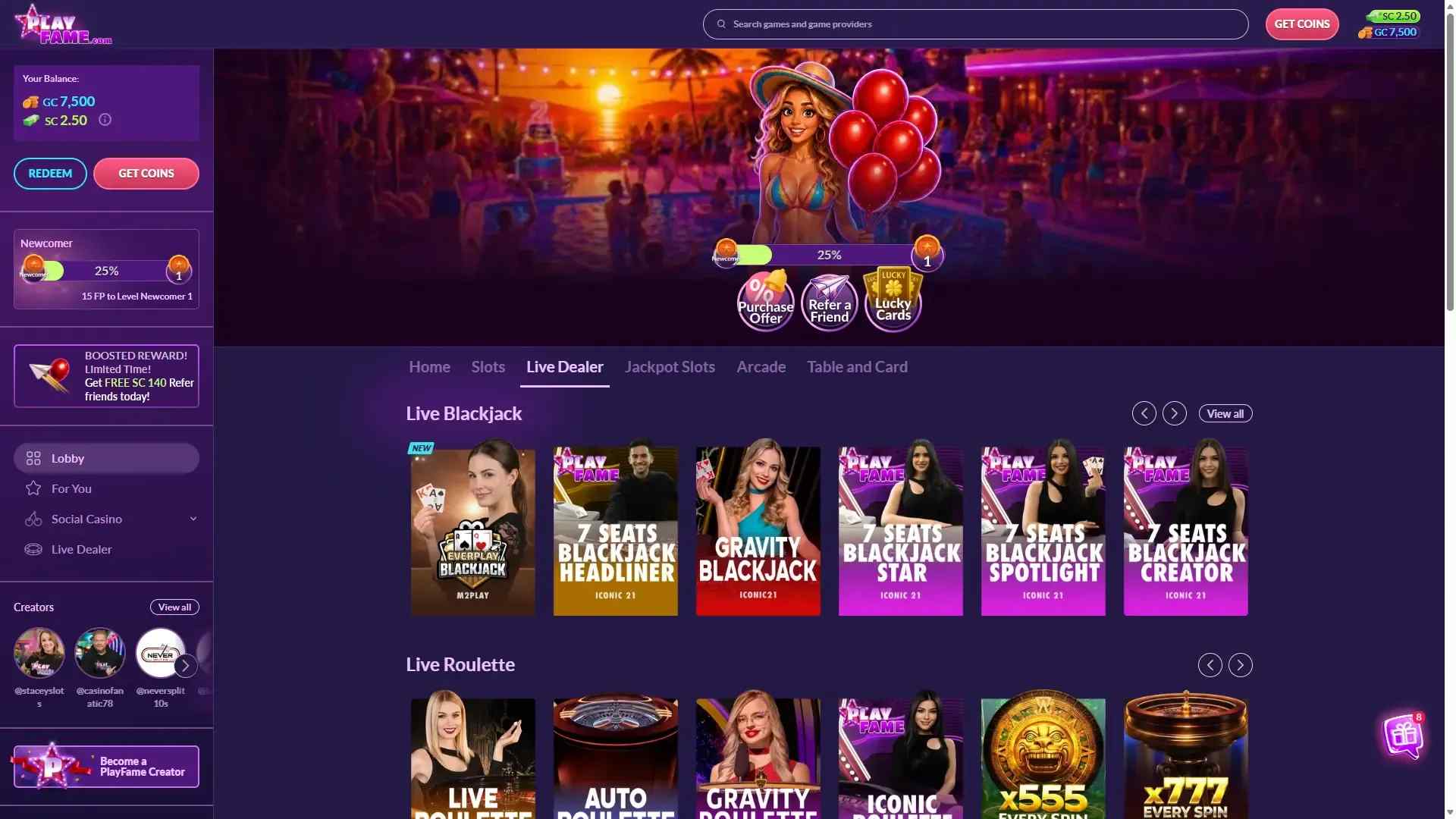 PlayFame live dealer