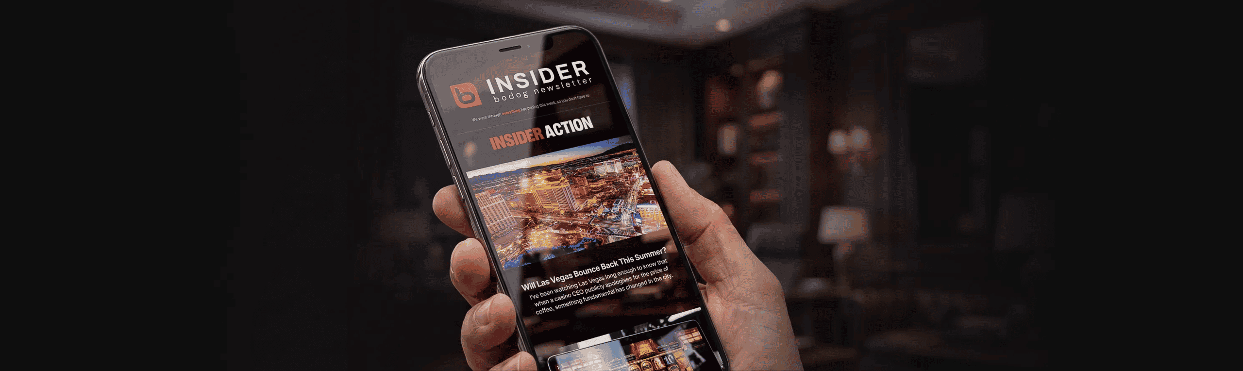 Bodog newsletter in mobile phone