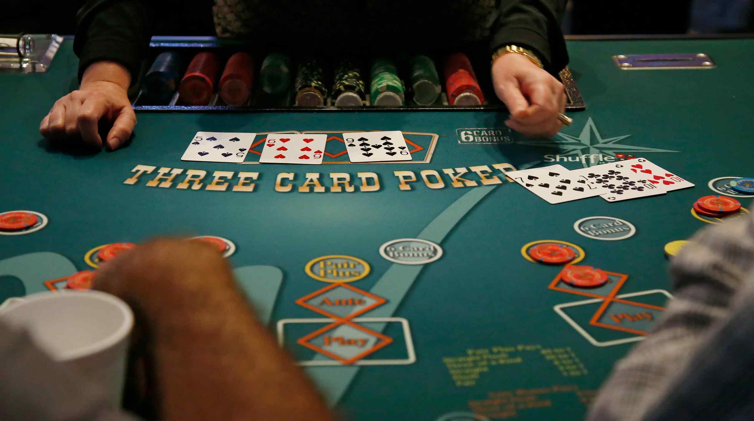 Three-card poker table