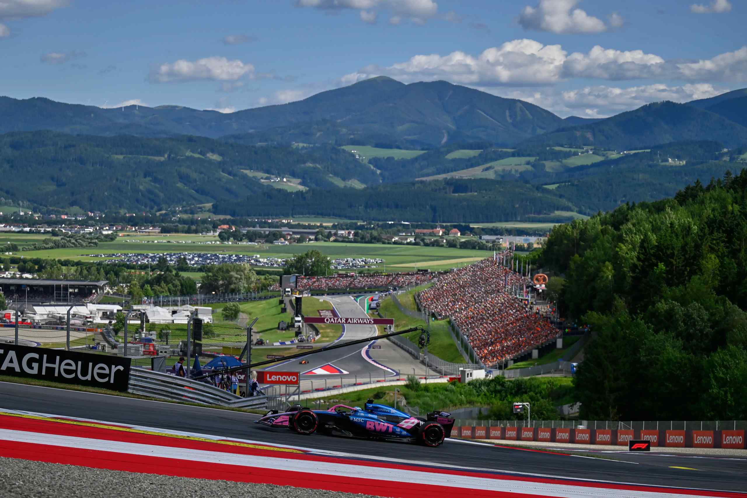 Pierre Gasly racing in the mountains of Austria