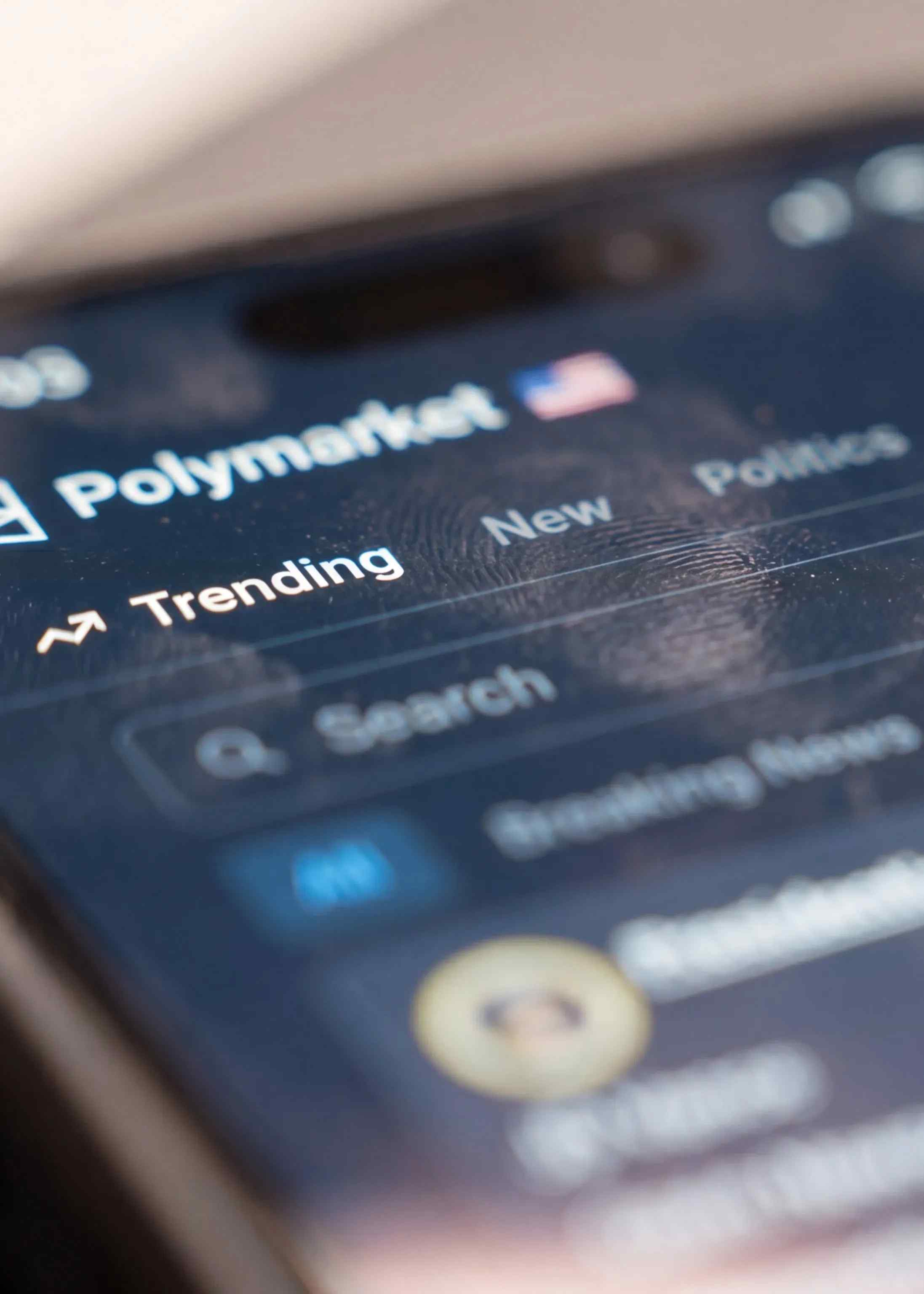 The Polymarket trending tab on mobile.