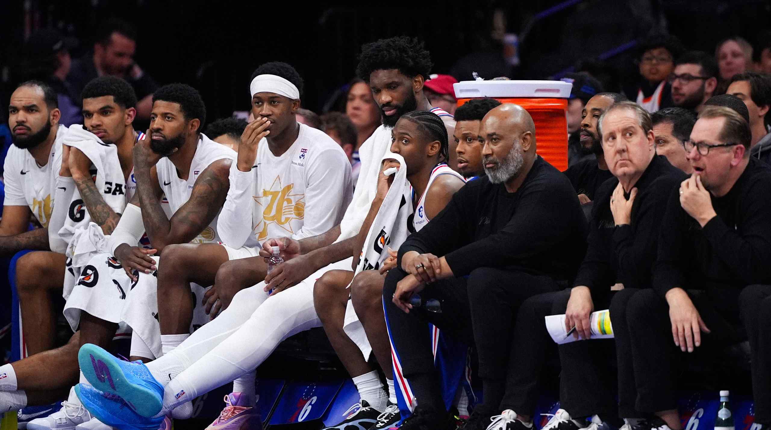 The Philadelphia 76ers bench.