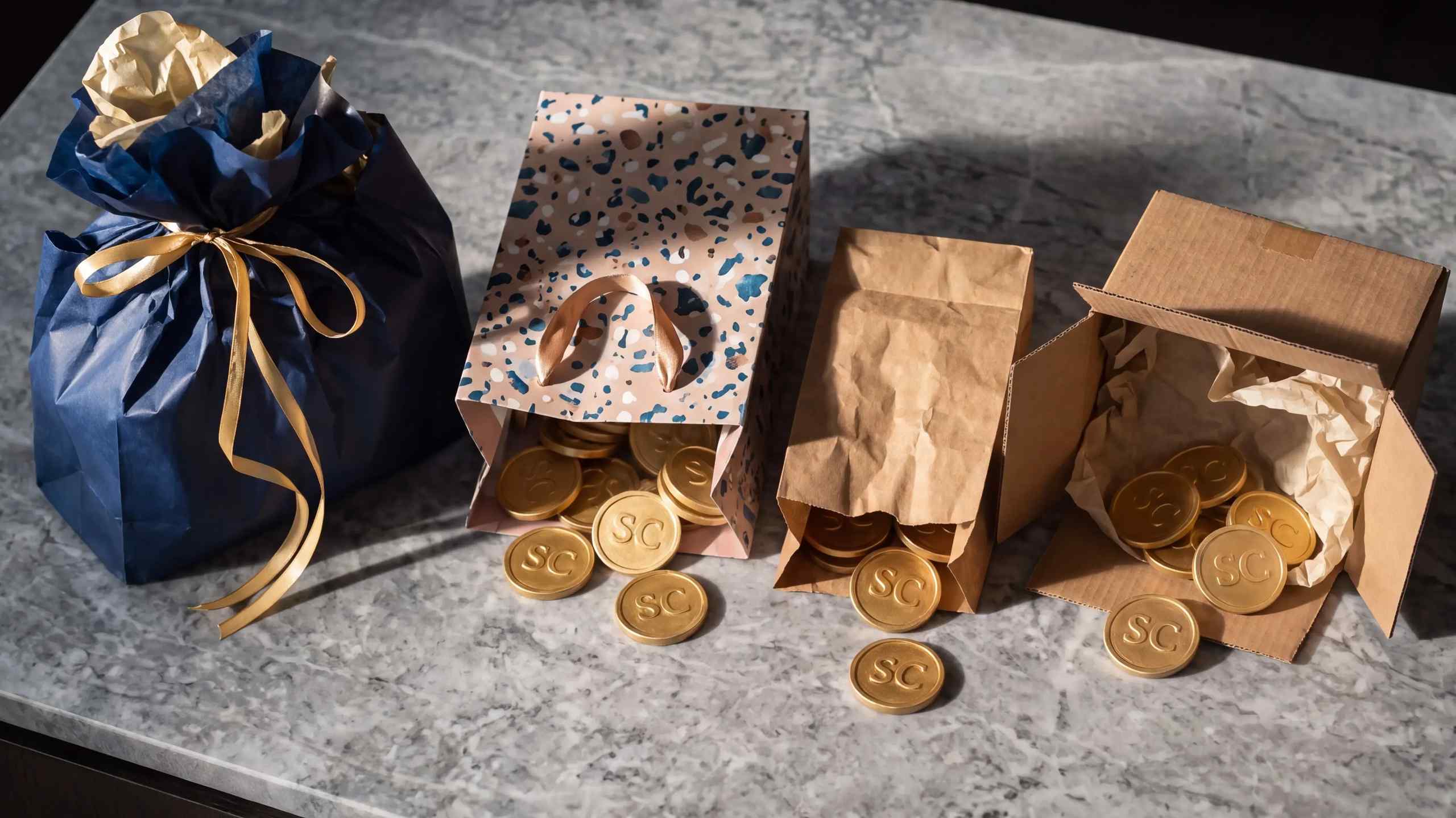 coins in gift bags