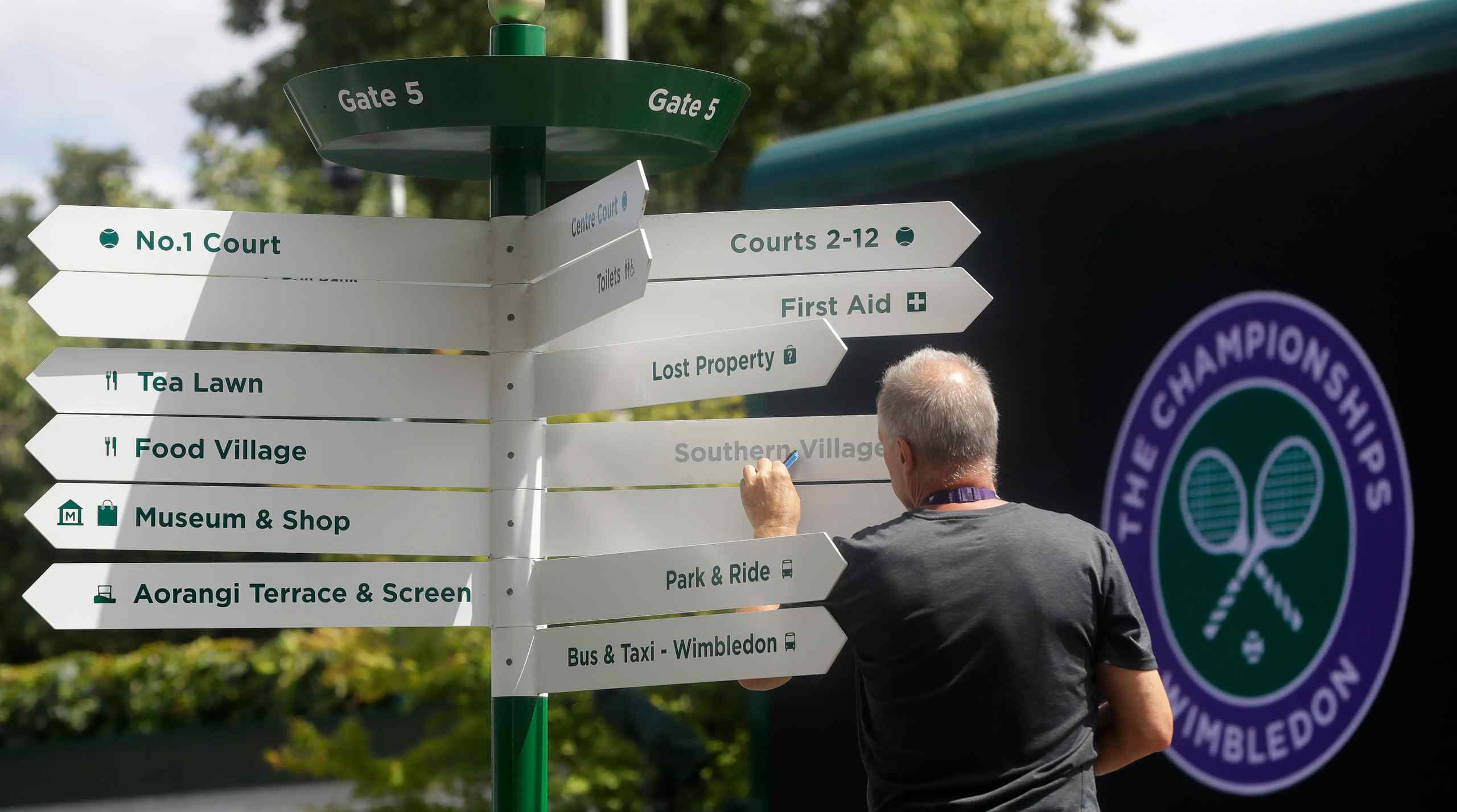 A guidepost at Wimbledon