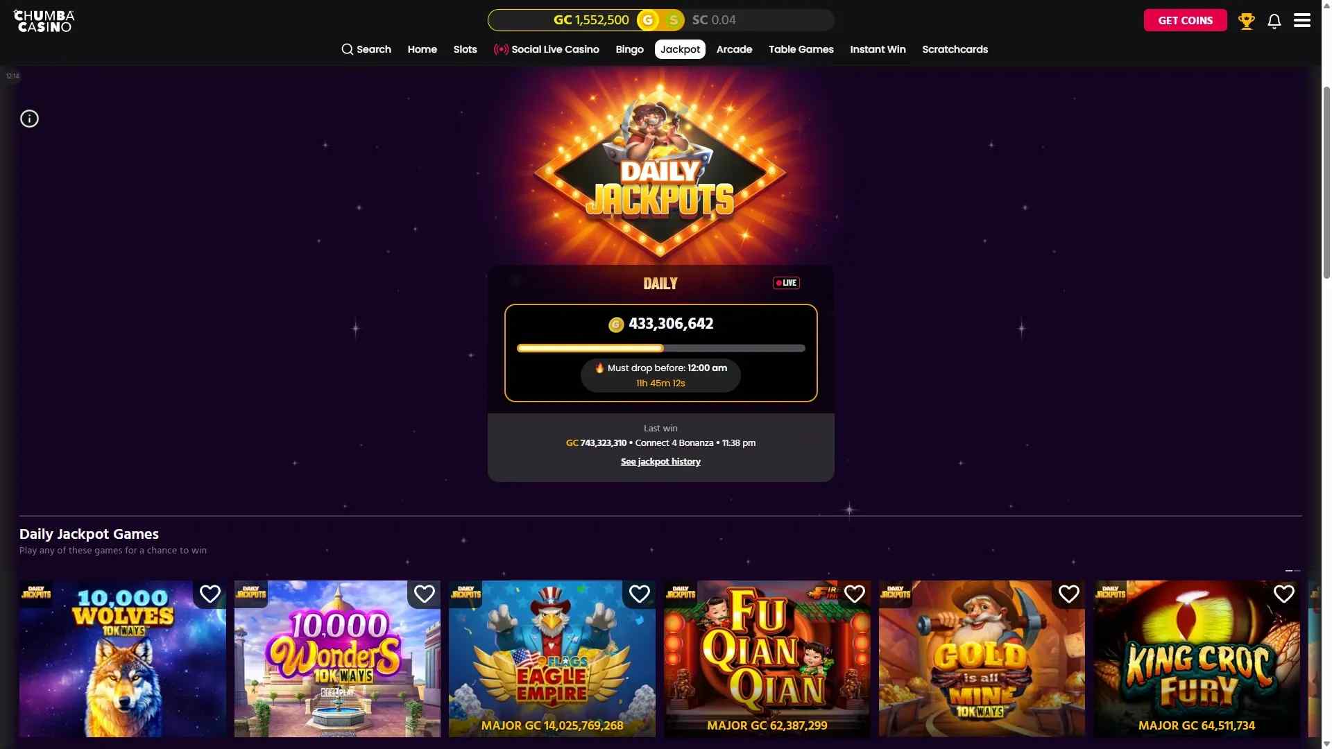 Chumba daily jackpots
