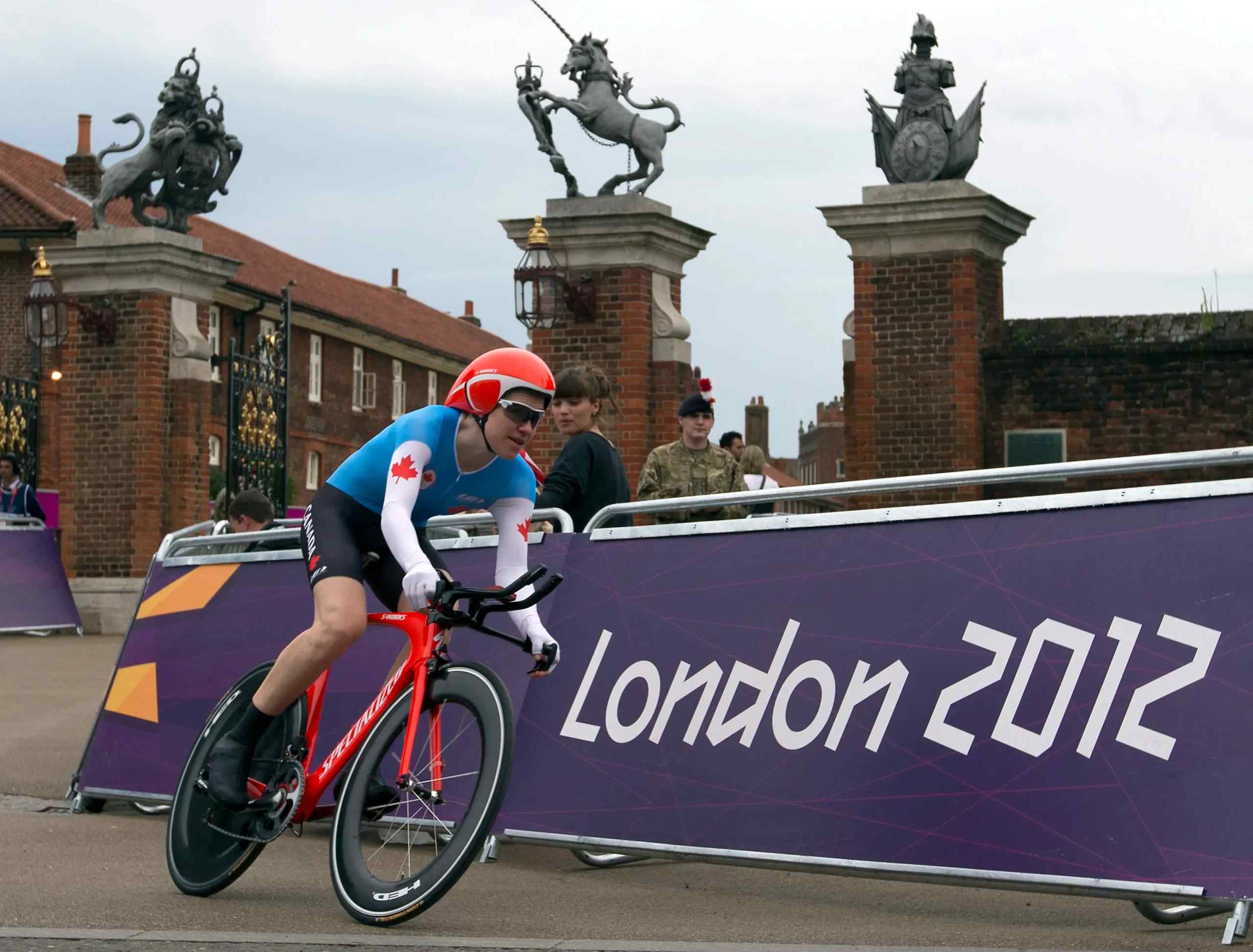A man cycling during the 2012 London Olympics