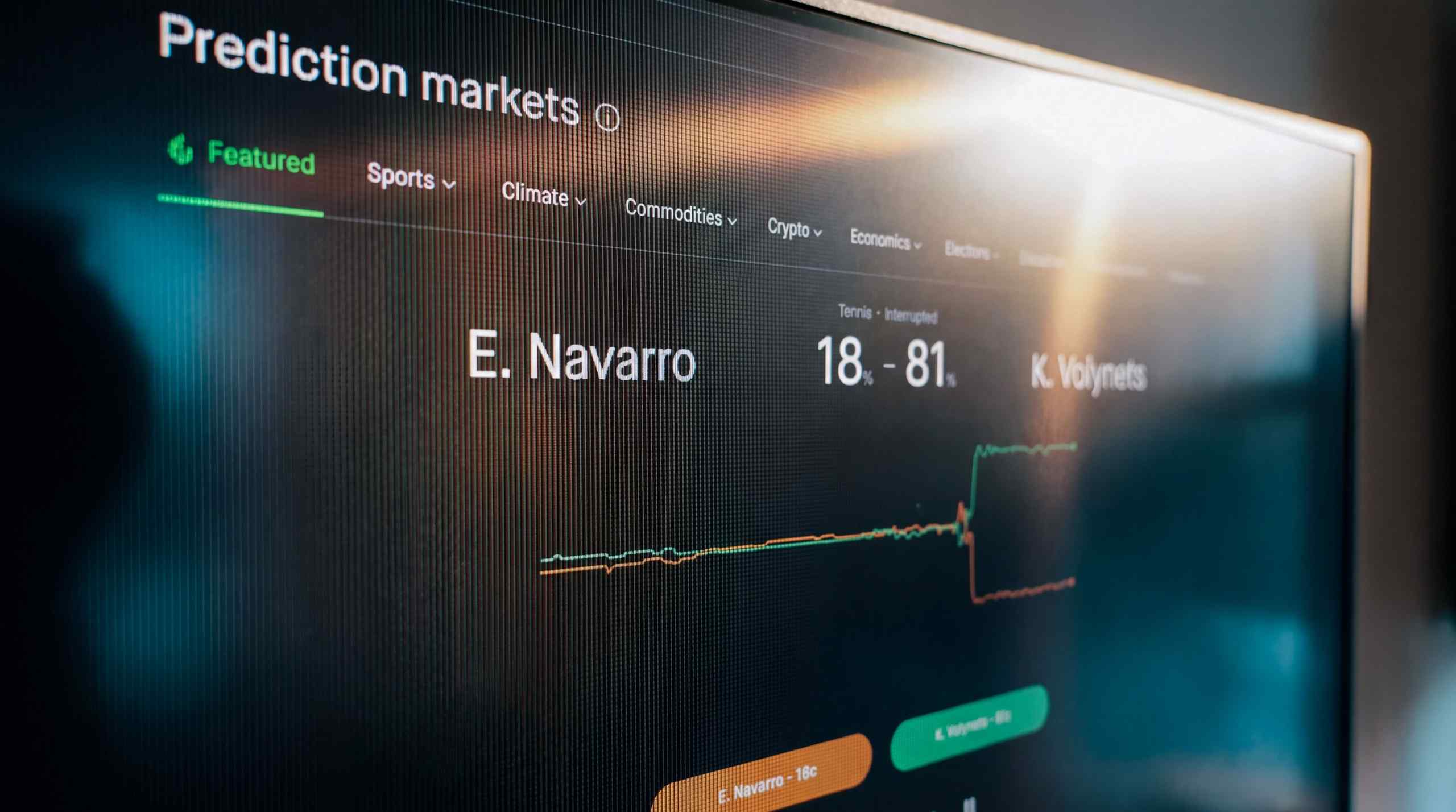 A prediction market contract on a screen.