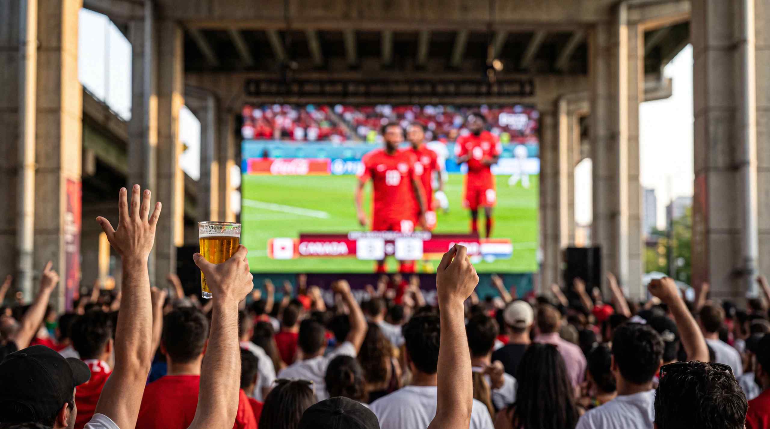 A watch party of the Team Canada men's soccer team. 