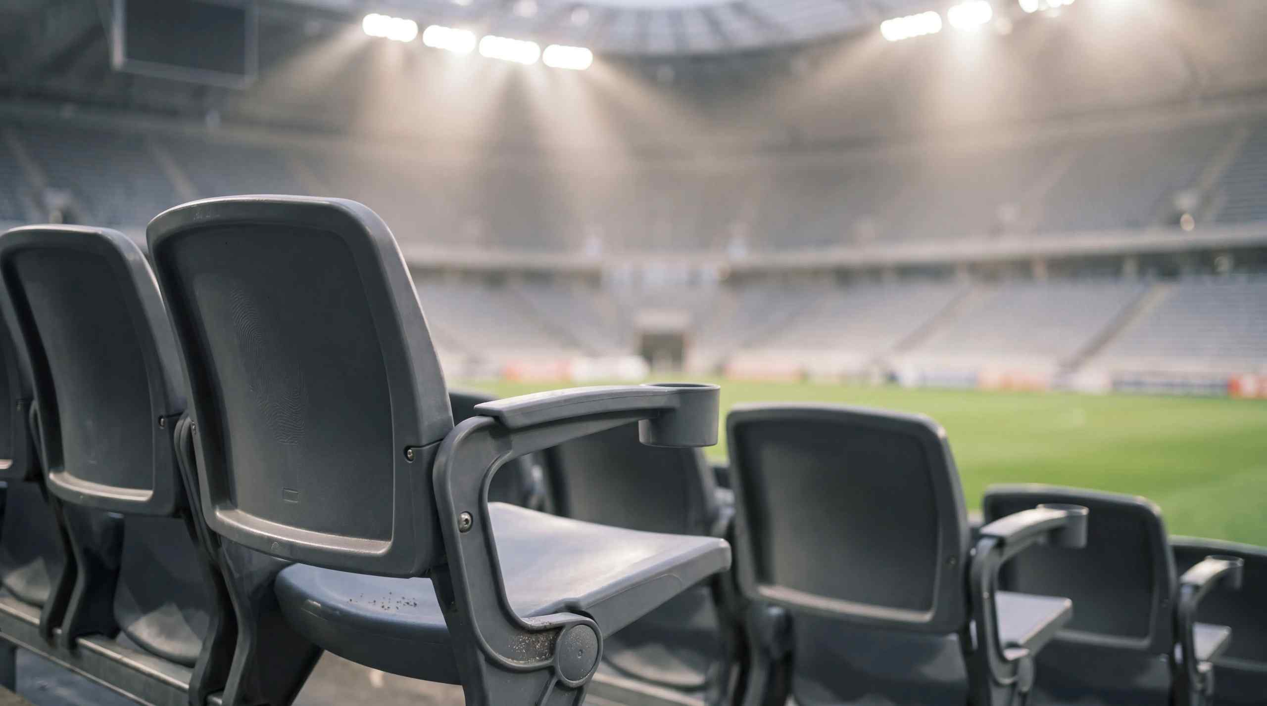Seats in a soccer stadium