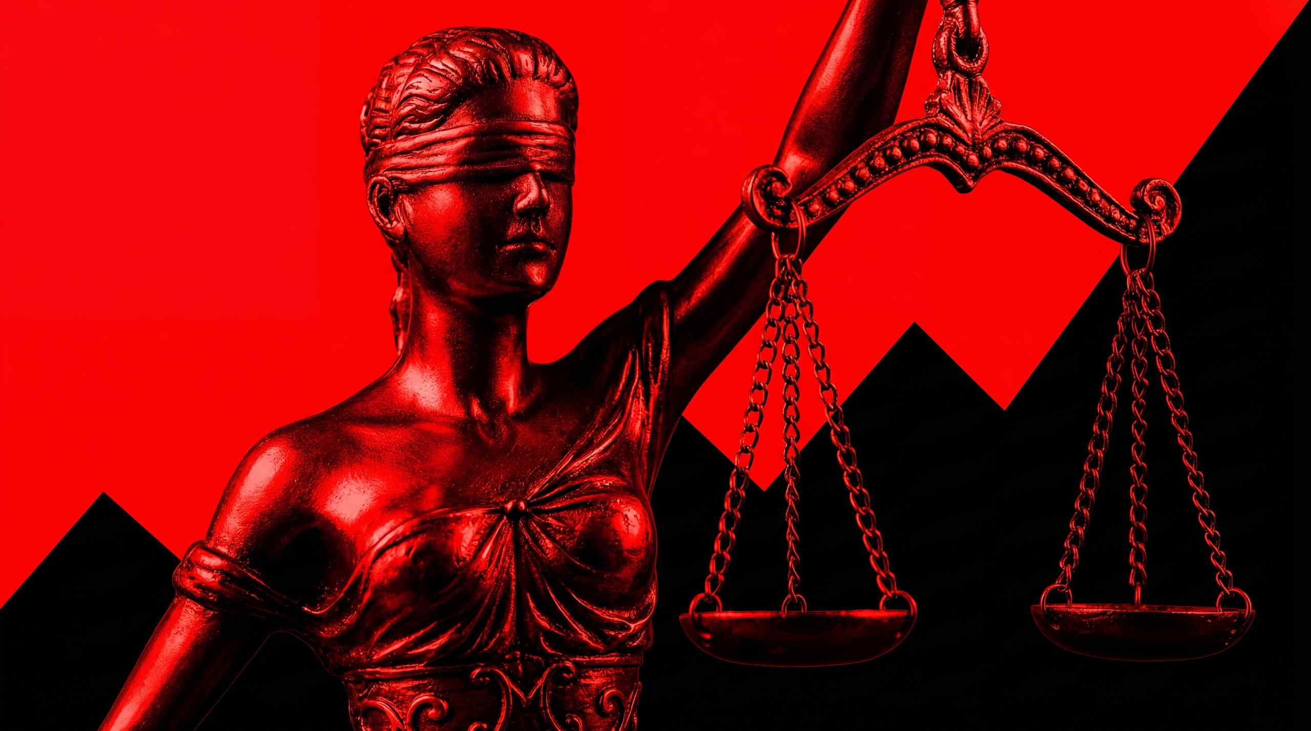 an image of Justice blindfolded holding her scales, relevant to laws around prediction markets 