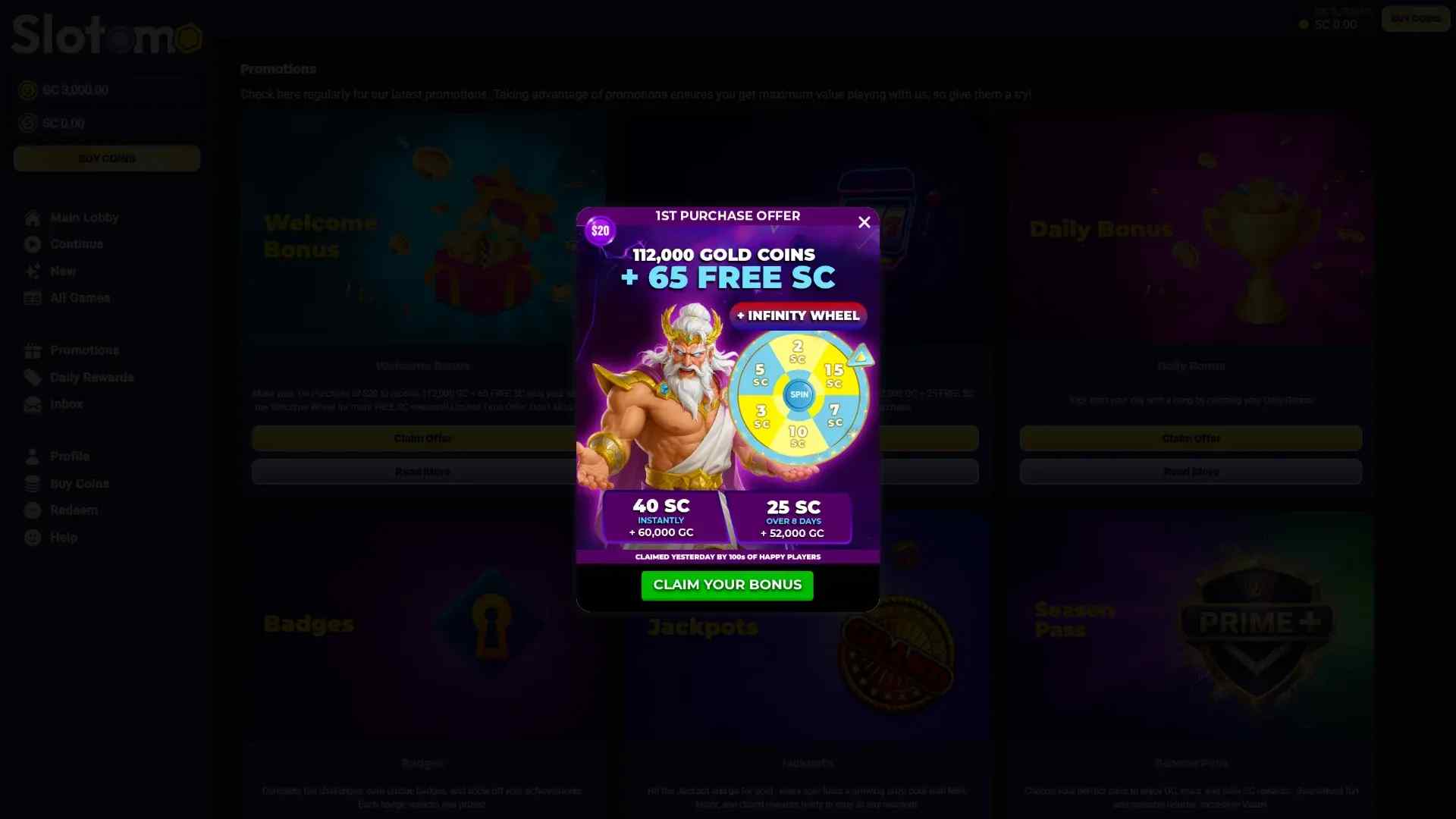 Slotomo 1st Purchase Offer 