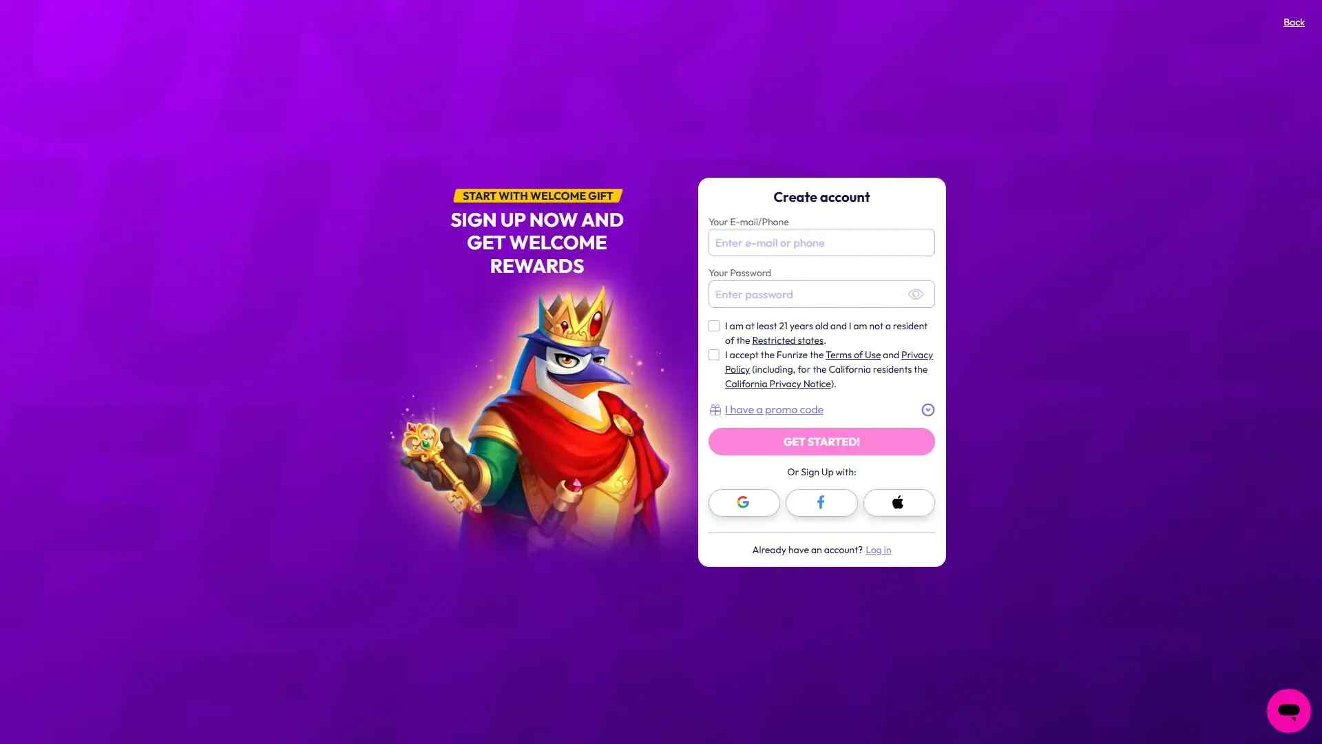 Funrize Sign Up 