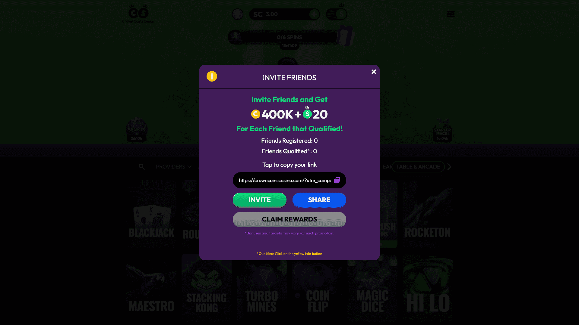 Crown Coins referall Bonus