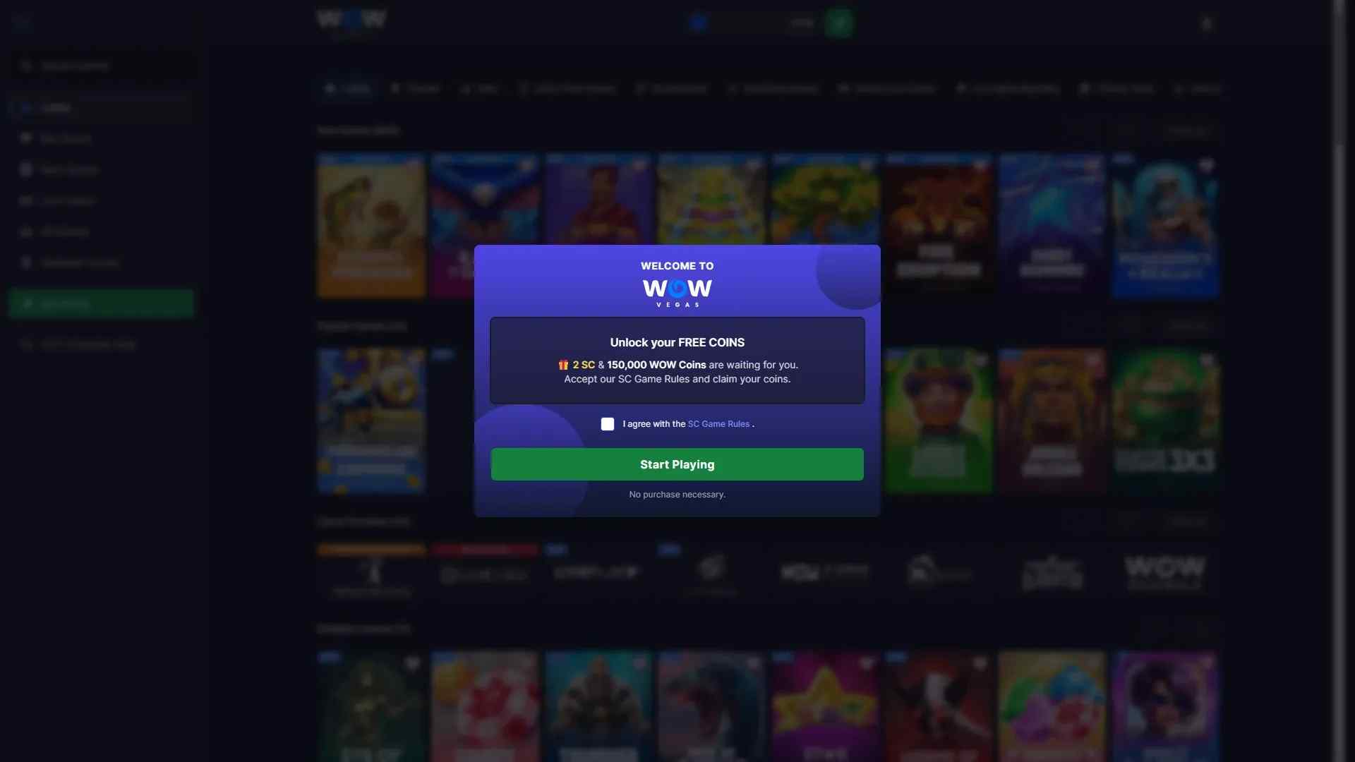 Welcome bonus Wow Vegas