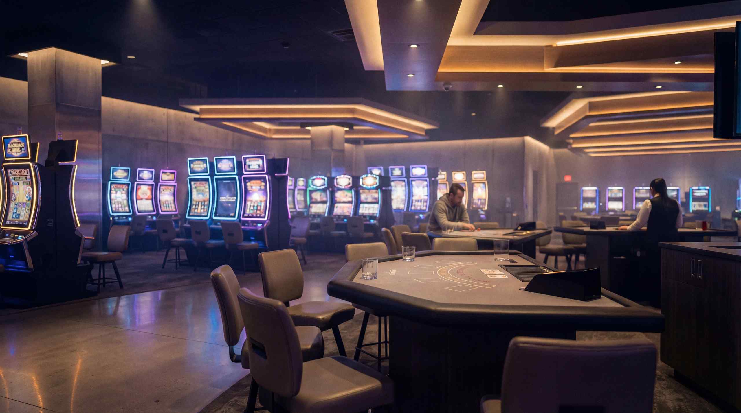 An empty table in a casino.